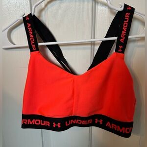 Under Armour Bright Orange and Black Sports Bra Size L